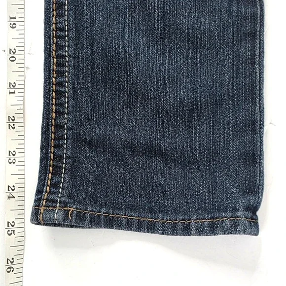 Hydraulic Low Rise Straight Leg Jeans Dark Wash Embroidered Pockets - Picture 10 of 11